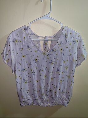 Paper Crane Lilac Floral Tie-Back Crop Top